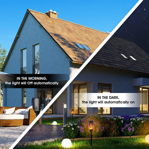 WBM Smart Solar Torch Light with Flickering Flame, Outdoor Solar Lights for Yard, with 96 LED Torches, 43 Inches Long, Waterproof LED Night Light - 2 Pcs